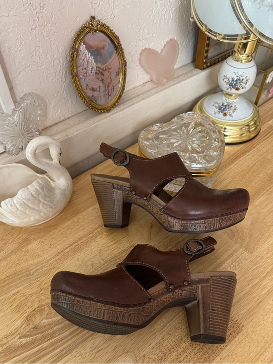 Dansko Shoes - Dansko Brown Leather Platform Clogs EU 37 Y2K Boho Chunky Heeled Sandals